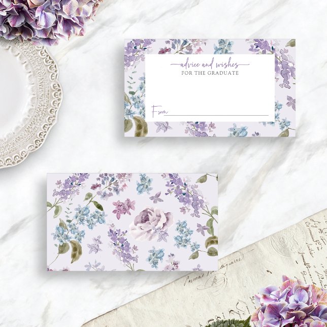 Tarjetas de consejo de graduación púrpura (Purple  Lilac Graduation Advice Cards by Painted Paperie
)