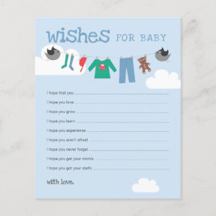 Tarjetas de consejo de línea de ropa Wish for Baby