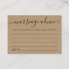 Tarjetas de consejo de matrimonio personalizadas -