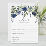 Tarjetas de consejo de novia boda Flor salvaje azu<br><div class="desc">Tarjetas de consejo para su Boda azul de la marina o ducha de novia - con flores silvestres azules y vegetación / follaje. Estas tarjetas de consejo 5x7 son una forma divertida para que sus huéspedes compartan sus consejos bodas para la novia o la pareja nueva. En la parte trasera...</div>