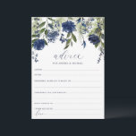 Tarjetas de consejo de novia boda Flor salvaje azu<br><div class="desc">Tarjetas de consejo para su Boda azul de la marina o ducha de novia - con flores silvestres azules y vegetación / follaje. Estas tarjetas de consejo 5x7 son una forma divertida para que sus huéspedes compartan sus consejos bodas para la novia o la pareja nueva. En la parte trasera...</div>