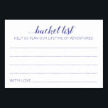 Tarjetas de consejo del Boda de las ideas de la li<br><div class="desc">Estas encantadoras tarjetas de boda serán la alternativa perfecta a un libro de visitas tradicional. Tendrás a todos los invitados hablando de las mejores ideas para que los recién casados las visiten o hagan. Estas tarjetas incluyen las palabras azul marino "lista de baldes ayúdennos a planificar una vida de aventuras"...</div>