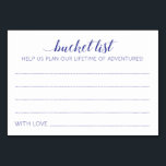 Tarjetas de consejo del Boda de las ideas de la li<br><div class="desc">Estas encantadoras tarjetas de boda serán la alternativa perfecta a un libro de visitas tradicional. Tendrás a todos los invitados hablando de las mejores ideas para que los recién casados las visiten o hagan. Estas tarjetas incluyen las palabras azul marino "lista de baldes ayúdennos a planificar una vida de aventuras"...</div>