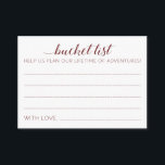 Tarjetas de consejo elegantes de la lista de cubo<br><div class="desc">Estas encantadoras tarjetas de boda serán la alternativa perfecta a un libro de visitas tradicional. Tendrás a todos los invitados hablando de las mejores ideas para que los recién casados las visiten o hagan. Estas tarjetas de color burdeos incluyen las palabras "lista de baldes ayúdennos a planificar una vida de...</div>