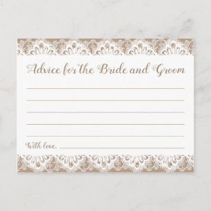 Tarjetas de consejo para Bodas de Burlap y Lace, R