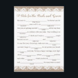 Tarjetas de consejo para Bodas de Burlap y Lace, R<br><div class="desc">Nuestras rústicas tarjetas de consejo para el uso de la burlap y el encaje llenan el espacio en blanco, son una actividad divertida para tener una recepción nupcial o una ducha de novia. Puede cambiar la redacción del encabezado si lo desea utilizando la herramienta "Personalizar esta plantilla" de Zazzle. No...</div>