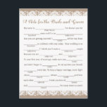 Tarjetas de consejo para Bodas de Burlap y Lace, R<br><div class="desc">Nuestras rústicas tarjetas de consejo para el uso de la burlap y el encaje llenan el espacio en blanco, son una actividad divertida para tener una recepción nupcial o una ducha de novia. Puede cambiar la redacción del encabezado si lo desea utilizando la herramienta "Personalizar esta plantilla" de Zazzle. No...</div>
