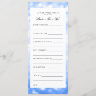 Tarjetas de consejo para duchas nupciales luces Pu