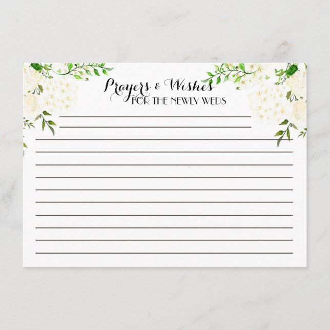 Tarjetas de consejo WhiteFloral, oraciones, deseos (Anverso)