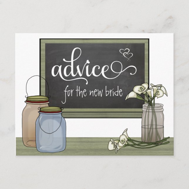 Tarjetas De Consejos Calla Lily Chalkboard Y Mason (Anverso)