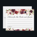 Tarjetas de Consejos de Boda con Floral Marsala y<br><div class="desc">Nuestras tarjetas de "Consejos para la Novia y el Novio" con flores marsala, borgoña y vino son una dulce actividad para tener en una recepción de boda o fiesta de compromiso. La redacción es completamente personalizable. Utilice la herramienta "Personalizar esta plantilla" de Zazzle para cambiar la redacción si lo desea....</div>