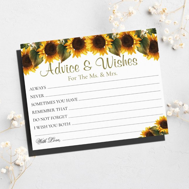 Tarjetas de consejos de Bodas de girasoles moderno (Subido por el creador)