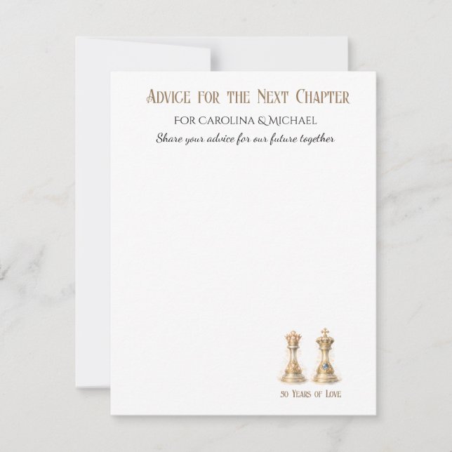 Tarjetas de Consejos de Bodas de Oro Elegantes de  (Anverso)