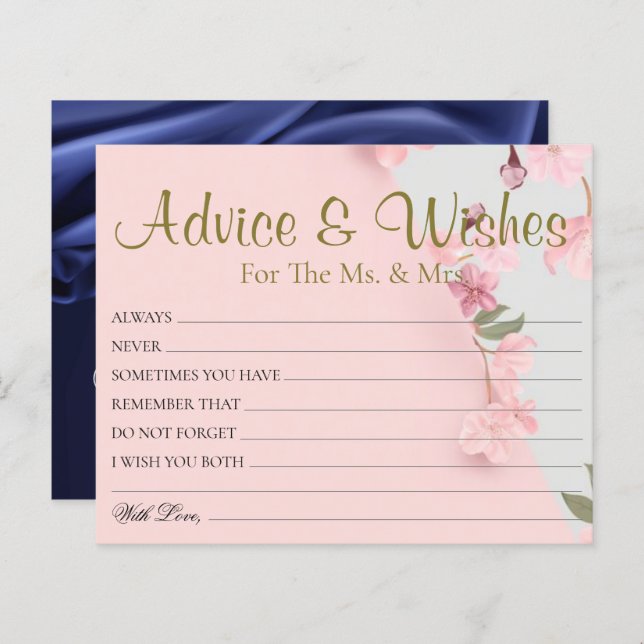 Tarjetas de consejos de Bodas rosados mínimos mode (Anverso / Reverso)