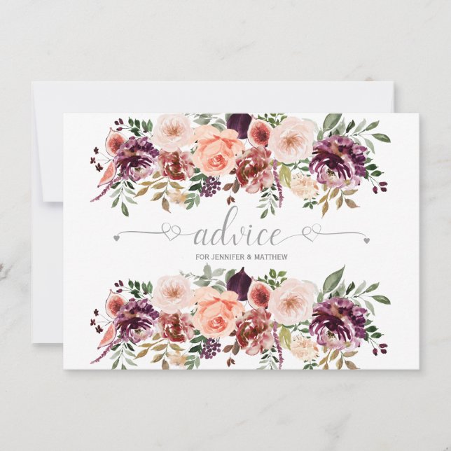 Tarjetas de consejos de flores acuarela boho de ot (Anverso)