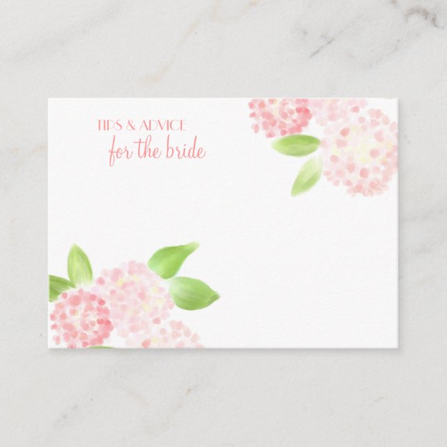 Tarjetas de consejos de hidrángulos rosados de col (Anverso)