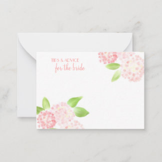 Tarjetas de consejos de hidrángulos rosados de col