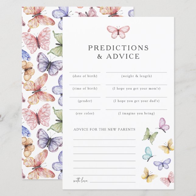 Tarjetas de Consejos de Mariposa (Anverso / Reverso)