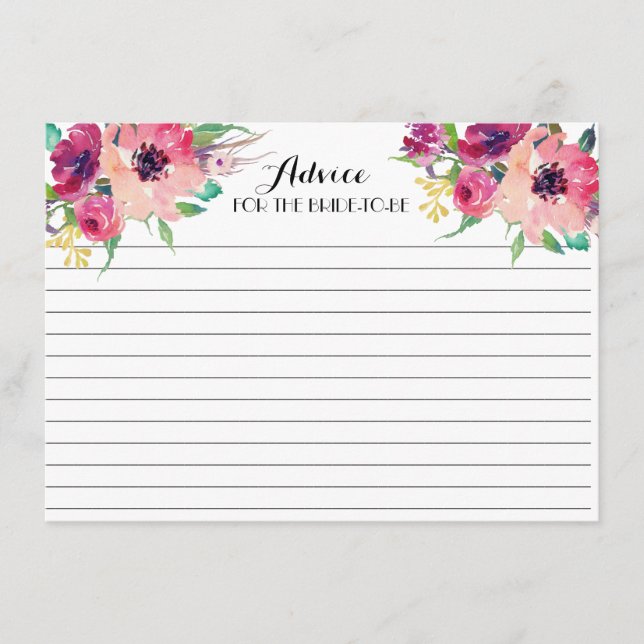Tarjetas de consejos florales rosas y verde azulad (Anverso)