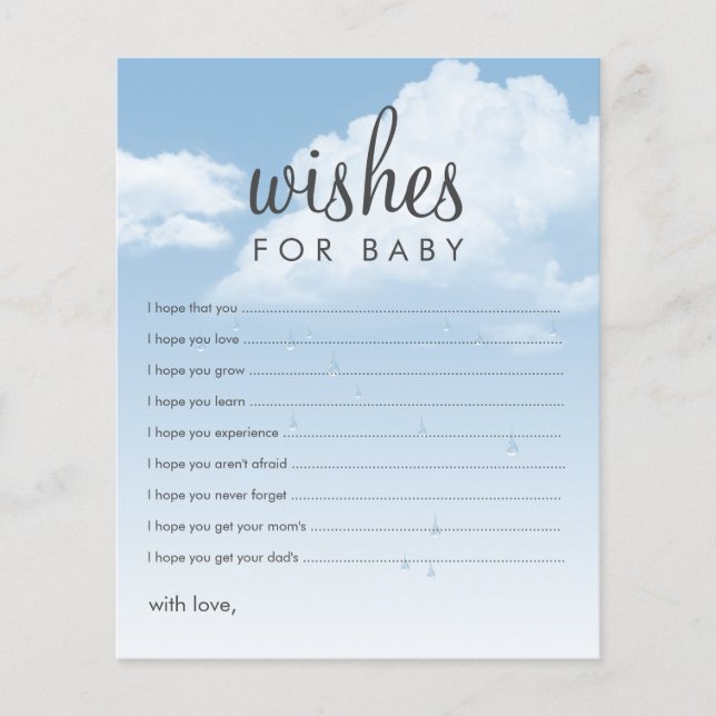 Tarjetas de Consejos para Baby Shower de Nubes de  (Anverso)