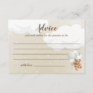 Tarjetas de Consejos para Baby Shower de Osito de 