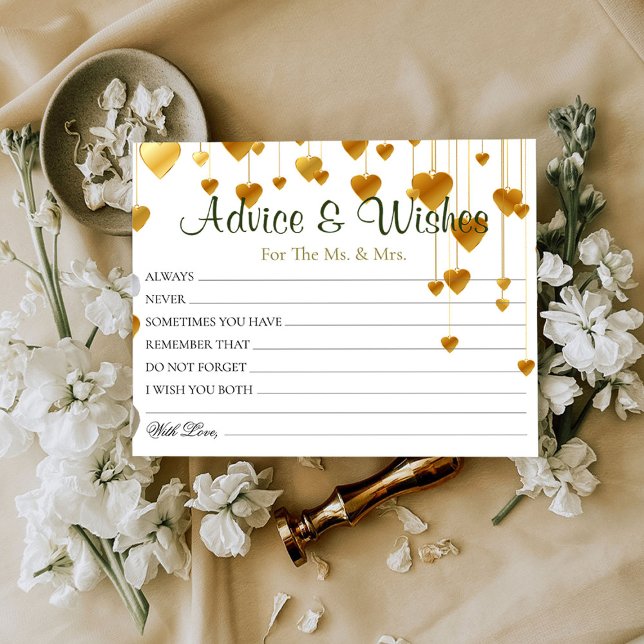 Tarjetas de consejos para Bodas de Gold Hearts Dri (Subido por el creador)