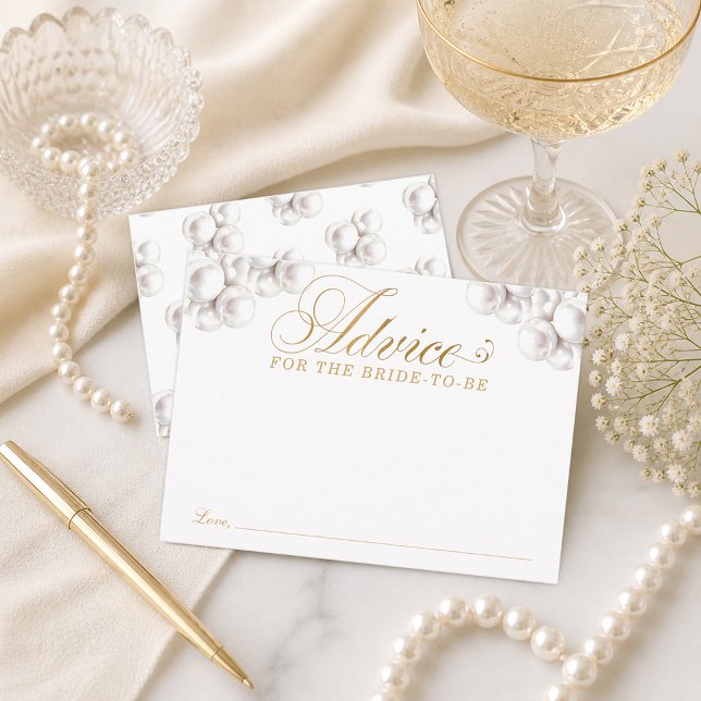 Tarjetas de Consejos para Despedida de Soltera con (Pearls and Prosecco Bridal Shower Advice Cards)