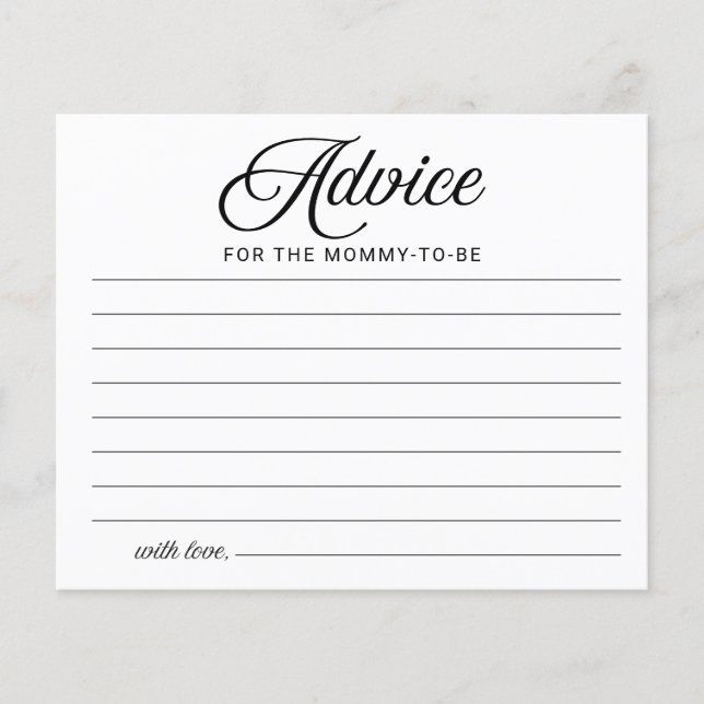 Tarjetas de Consejos para Fiesta de Bebé Niño de H (Anverso)