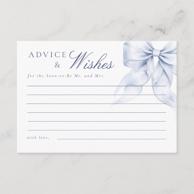 Tarjetas de Consejos para Fiesta de Boda con Lazo  (Anverso)