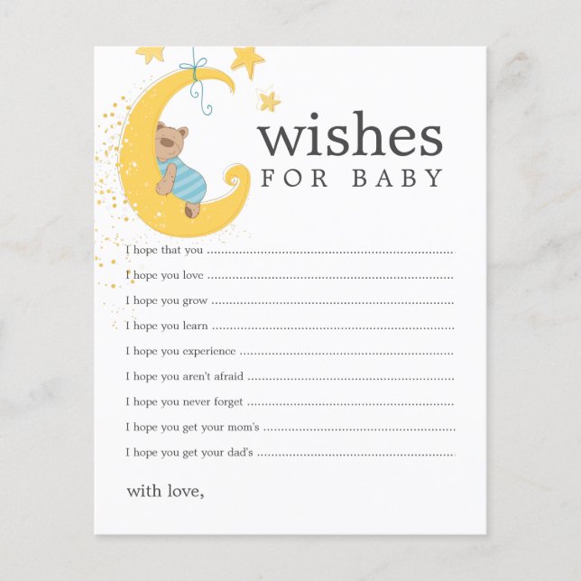 Tarjetas de consejos para la fiesta de Baby Bear (Anverso)