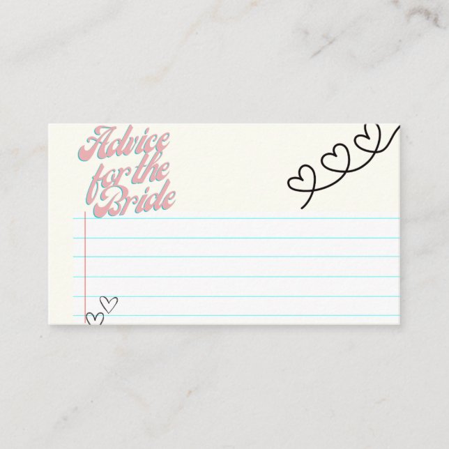 Tarjetas de consejos para la novia (Anverso)