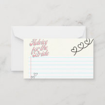 Tarjetas de consejos para la novia