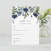 Tarjetas de Consejos para Novias de Boda Azul Mari