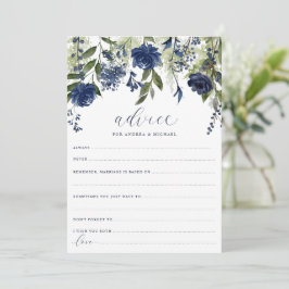 Tarjetas de Consejos para Novias de Boda Azul Mari
