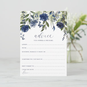 Tarjetas de Consejos para Novias de Boda Azul Mari