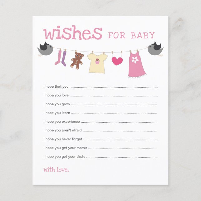 Tarjetas de consejos para ropa de bebé para ducha  (Anverso)