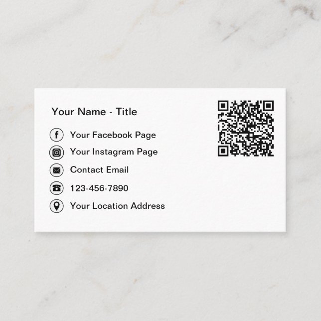 Tarjetas de contacto de código QR simple y redes s (Anverso)