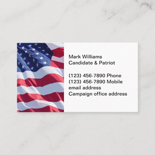 Tarjetas de contacto de la bandera estadounidense  (Anverso)
