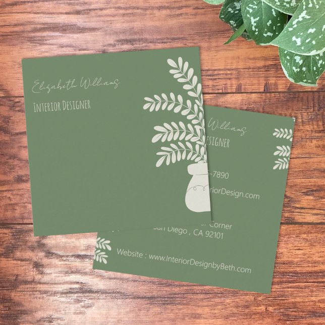 Tarjetas de contacto Green Modern Home Stager (Professional home stager green modern square business cards.
)