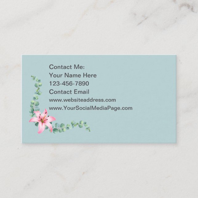 Tarjetas de contacto para damas Eucalyptus Tema Fl (Anverso)