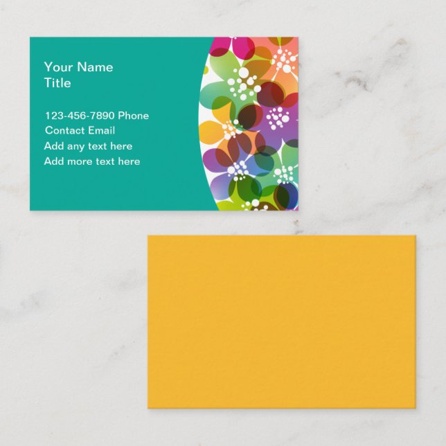 Tarjetas de contacto personales coloridas para muj (Anverso / Reverso)
