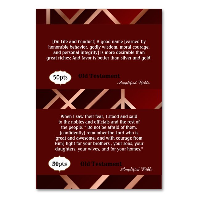 Tarjetas de Coraje Rojo/Oro (Reverso)