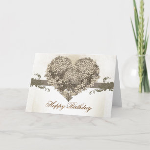 tarjetas de corazón antiguas de cumpleaños feliz