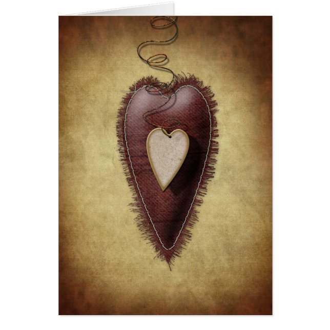 Tarjetas de Corazón Vintage Primitivas (Frente)