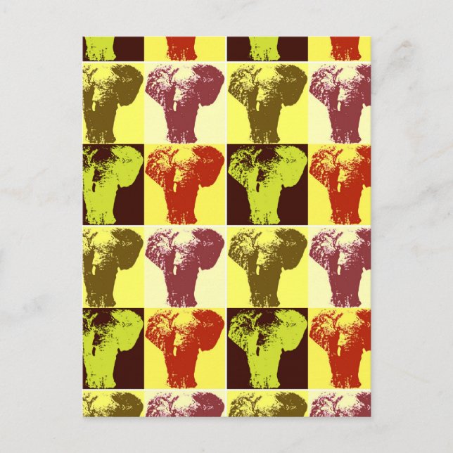 Tarjetas de correo para elefantes de arte pop (Anverso)