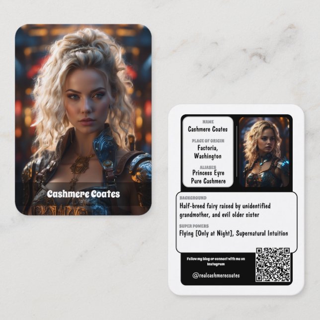 Tarjetas de Cosplay Minimalistas Pure Play | Códig (Anverso / Reverso)