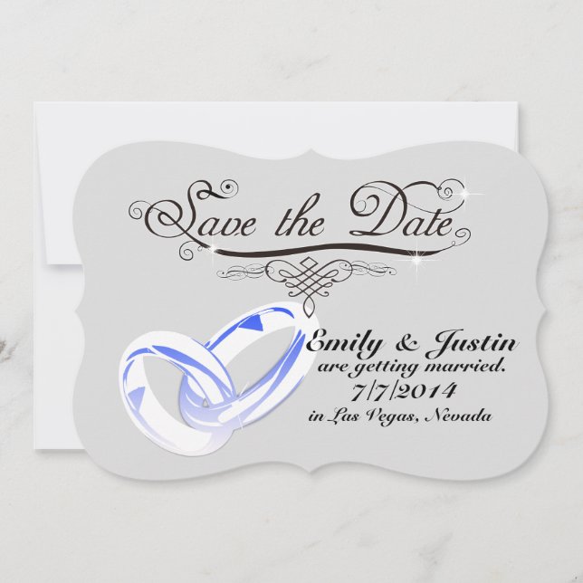 TARJETAS DE CRISTAL DE BODAS DE ANILLO SAVE THE DA (Anverso)