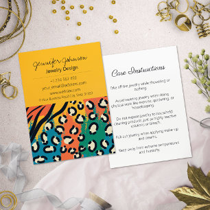 Tarjetas de cuidado de joyas coloreadas amarillas