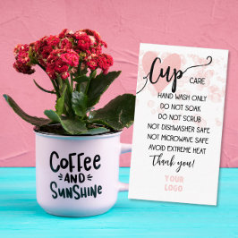 TARJETAS DE CUIDADO DE TAZA AÑADA TU LOGO