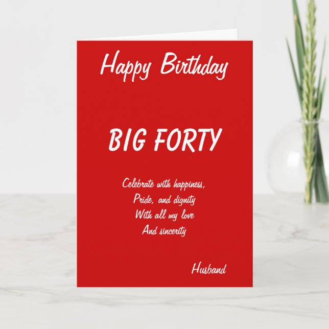 Tarjetas de cumpleaños 40º para el marido (Anverso)
